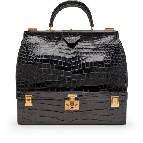 hermes sac mallette crocodile|Hermès Vintage Black Shiny Crocodile Sac Mallette Gold .